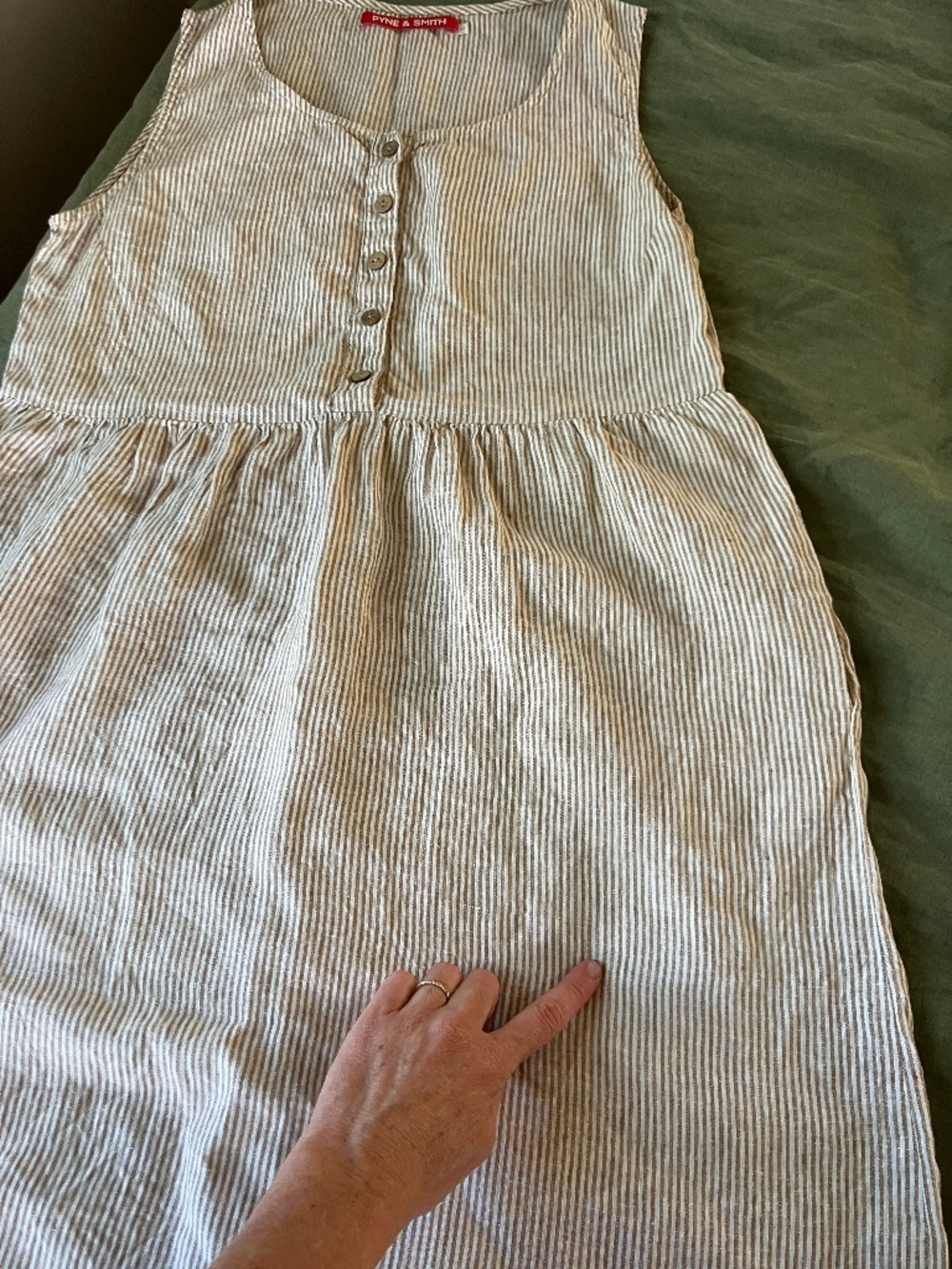 Pyne and Smith Dress No. 24 in potters stripe. Size SMALL. - Picture 5 of 6